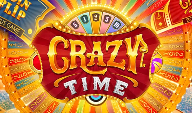 Crazy Time online game logo by Evolution on qbet-deutschland.com